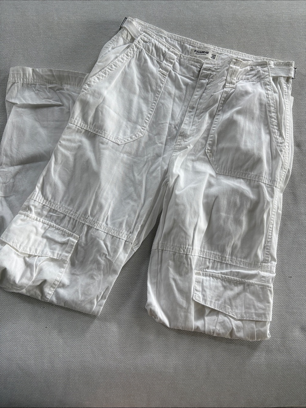 Pull & Bear White Cargo Pants with Utility Pockets